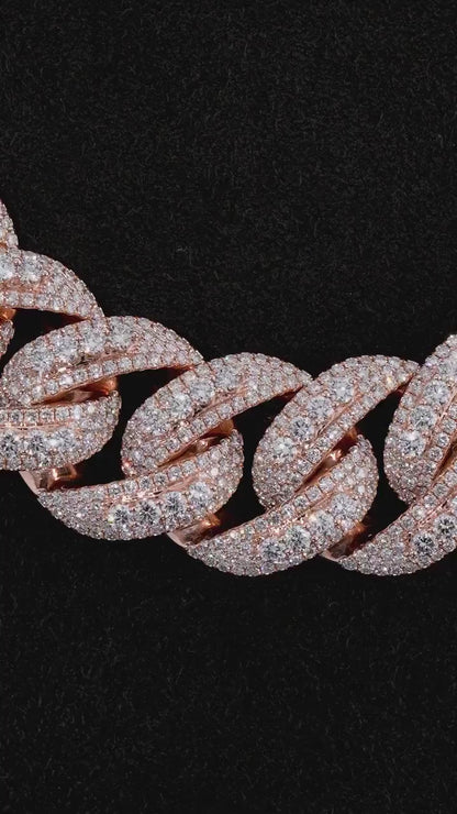 20mm Luxury Cuban Link Chain Necklace with Moissanite Diamonds – 925 Sterling Silver, Passes diamond test