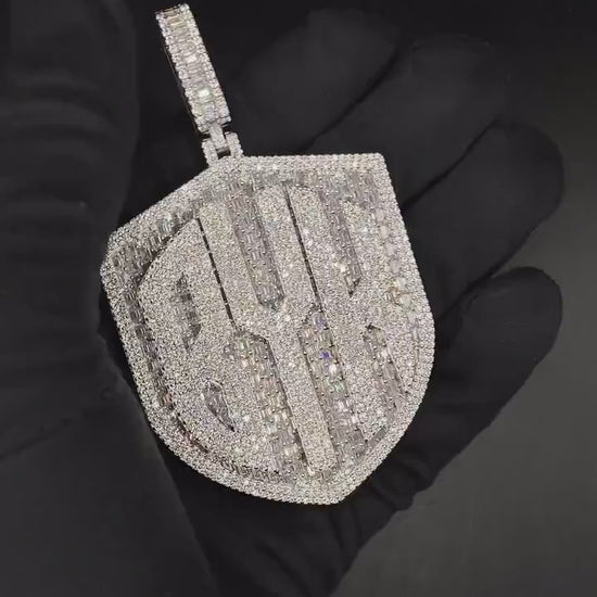 Custom Iced Out Lab Diamond Pendant – 2.5" Hip Hop Bling Jewelry | 925 Silver or 10K Gold | Baguette & Round | Passes Diamond Tester
