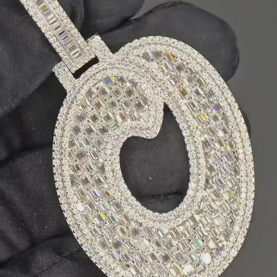 Custom Emerald Cut Moissanite Letter Pendant, Iced Out Layered Hip Hop Necklace, VVS1 Moissanite Diamonds, 925 Sterling Silver / 10K