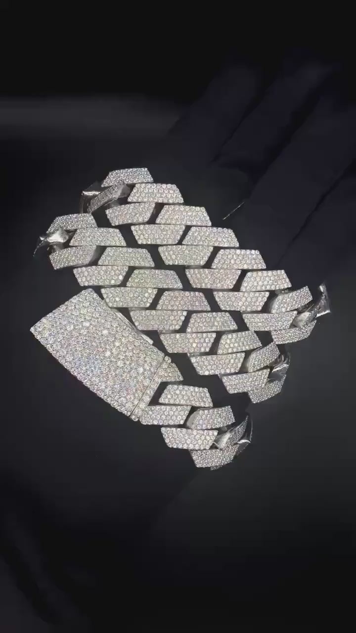 22.5mm Moissanite Cuban Link Chain, VVS1 Prong Set Iced Out Necklace, Solid 925 Sterling Silver, Hip Hop Bling Jewelry for Men, Custom Chain
