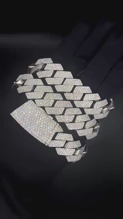 22.5mm Moissanite Cuban Link Chain, VVS1 Prong Set Iced Out Necklace, Solid 925 Sterling Silver, Hip Hop Bling Jewelry for Men, Custom Chain