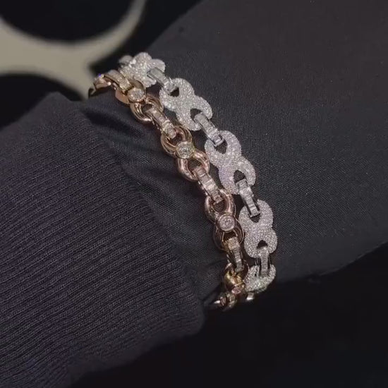 VVS-VS Lab Grown Diamond Infinity Bracelet in Solid 10K Gold - Baguette & Round Cut CVD Diamonds - White, Rose, Yellow, Two-Tone Options