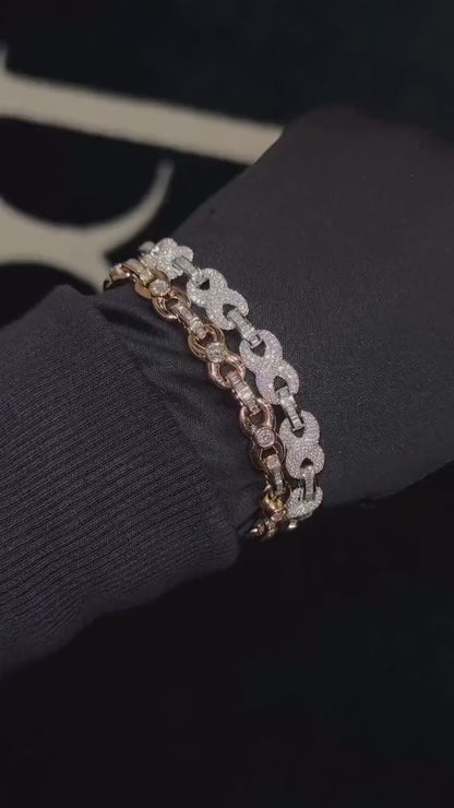 VVS-VS Lab Grown Diamond Infinity Bracelet in Solid 10K Gold - Baguette & Round Cut CVD Diamonds - White, Rose, Yellow, Two-Tone Options