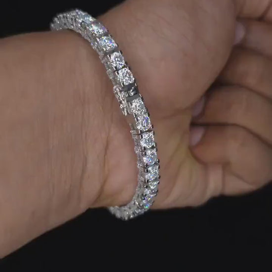 5mm Moissanite Tennis Bracelet, Iced Out Prong Setting, 925 Silver Iced Out Bracelet, Gift for Him/Her