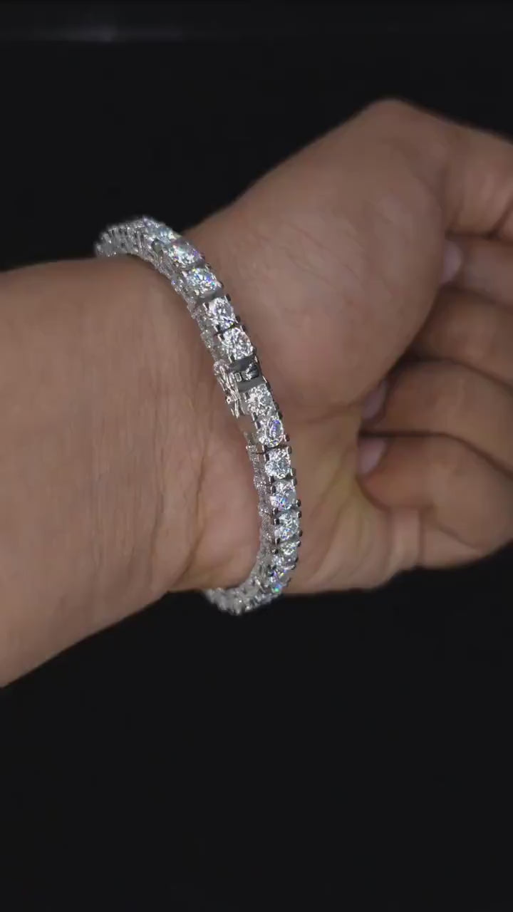 5mm Moissanite Tennis Bracelet, Iced Out Prong Setting, 925 Silver Iced Out Bracelet, Gift for Him/Her