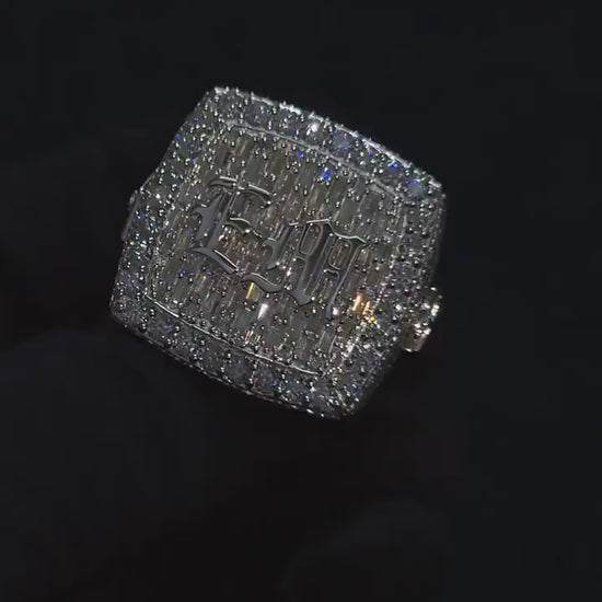 Custom Iced Out Championship Ring | VVS1 Moissanite | 925 Sterling Silver | Personalized Hip Hop Bling Ring