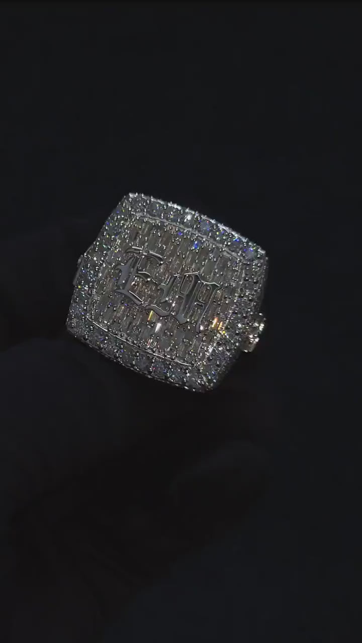 Custom Iced Out Championship Ring | VVS1 Moissanite | 925 Sterling Silver | Personalized Hip Hop Bling Ring