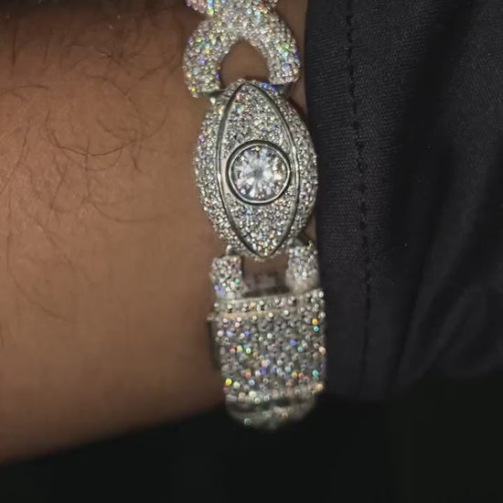 VVS1 Diamond Evil Eye Bracelet, VVS1 Quality Moissanite Diamond, Diamond Tester Approved, Heavy Quality 925 Sterling Silver / Solid 10k Gold