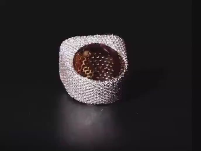 Mixed-Cut Moissanite Iced Out Ring | Rhodium Plated 925 Silver/10K Gold | CZ or VVS Diamonds | Custom Statement Pinky Ring