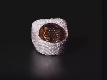 Mixed-Cut Moissanite Iced Out Ring | Rhodium Plated 925 Silver/10K Gold | CZ or VVS Diamonds | Custom Statement Pinky Ring