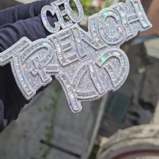 5" Fully Iced Trench Kid VVS Moissanite Pendant, Pass Diamond Test, Icy Hip Hop Jewelry, Solid Back Custom Pendant