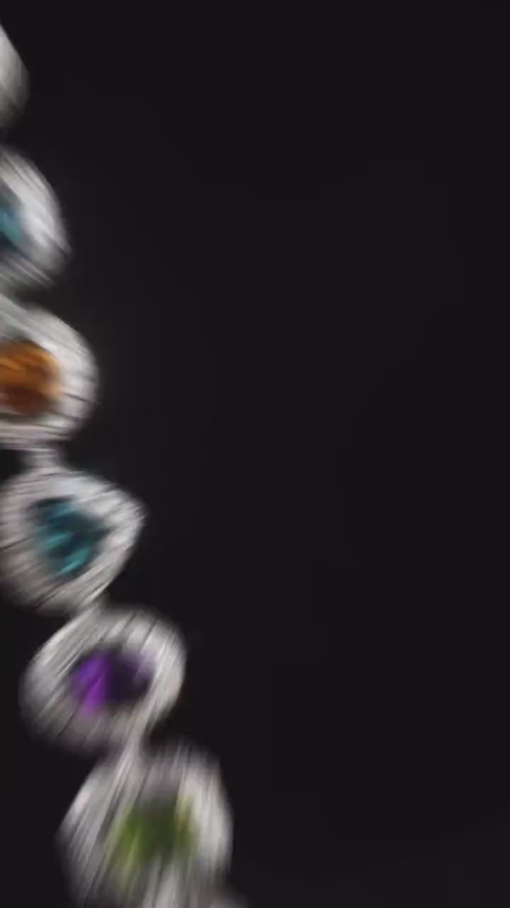 Rainbow Gemstone Tennis Bracelet | Multi-Shape Gemstones with Moissanite Halo | Sterling Silver Luxury Jewelry