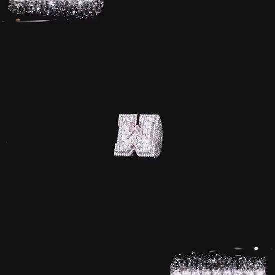 Custom Letter Iced Out Ring, Personalized Initial Championship Ring, VVS Moissanite/CZ, Hip Hop Bling Jewelry, Luxury Statement Gift for Men