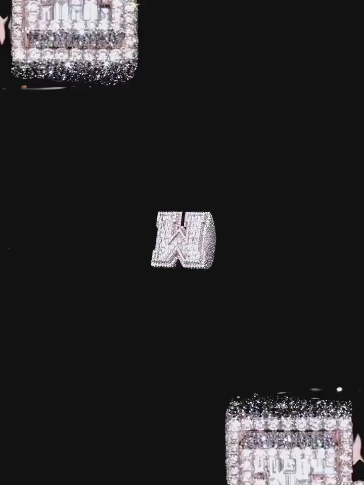 Custom Letter Iced Out Ring, Personalized Initial Championship Ring, VVS Moissanite/CZ, Hip Hop Bling Jewelry, Luxury Statement Gift for Men