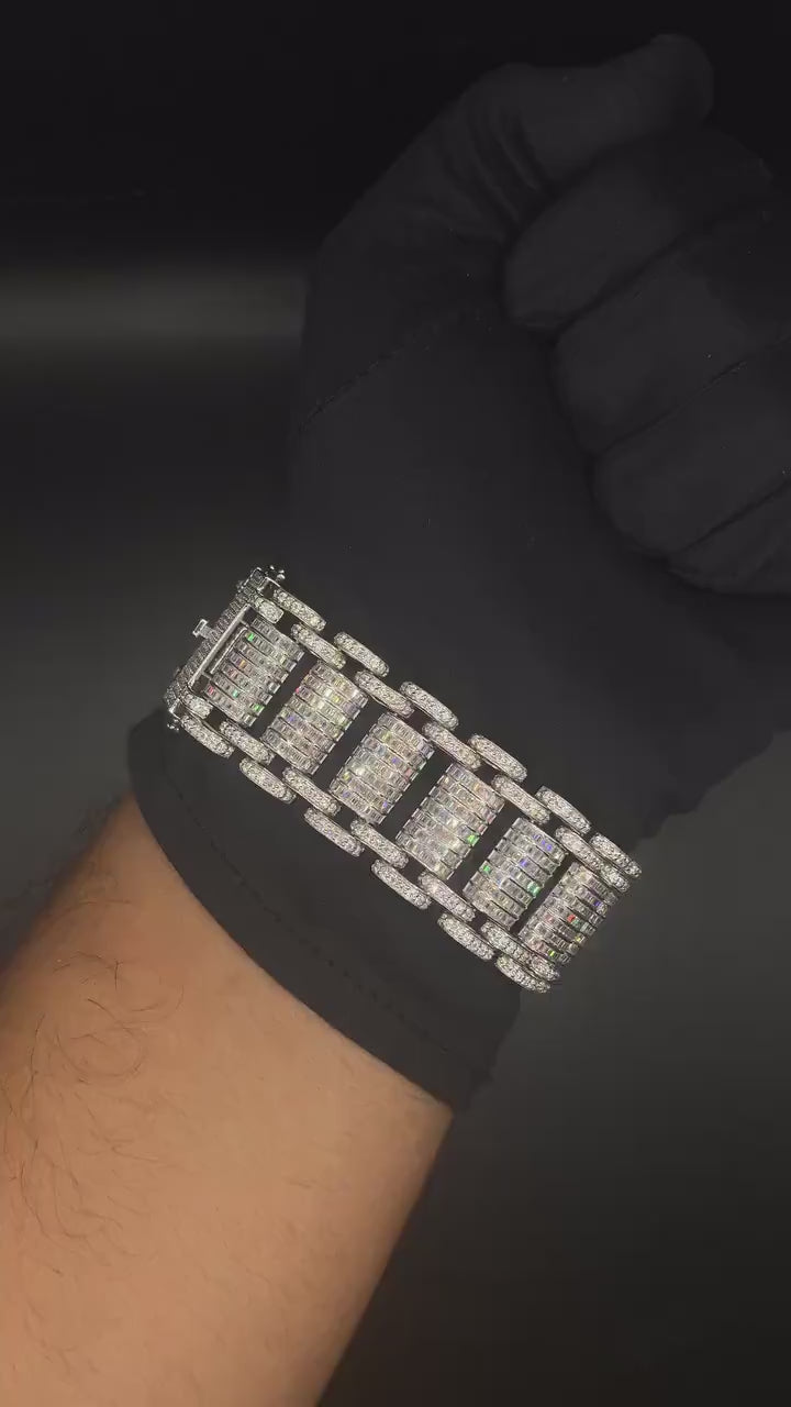 26mm VVS Moissanite Bracelet in Solid 10K Gold | Heavy Custom Link | 925 Silver Option | White, Yellow, Rose Tone | 7-9 Inch