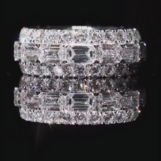 Iced Out Moissanite Eternity Ring – Sterling Silver Luxury Jewelry for Men, Iced Out Pinky Ring, Statement Rings For Him