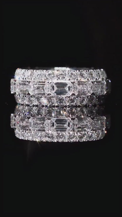 Iced Out Moissanite Eternity Ring – Sterling Silver Luxury Jewelry for Men, Iced Out Pinky Ring, Statement Rings For Him