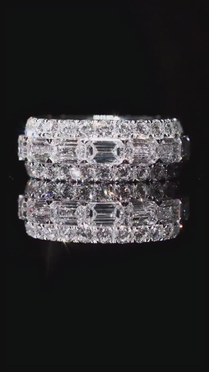 Iced Out Moissanite Eternity Ring – Sterling Silver Luxury Jewelry for Men, Iced Out Pinky Ring, Statement Rings For Him