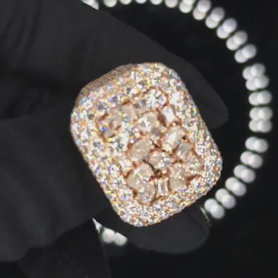 Mixed-Cut Moissanite Iced Out Ring | Rhodium Plated 925 Silver/10K Gold | CZ or VVS Diamonds | Custom Statement Pinky Ring