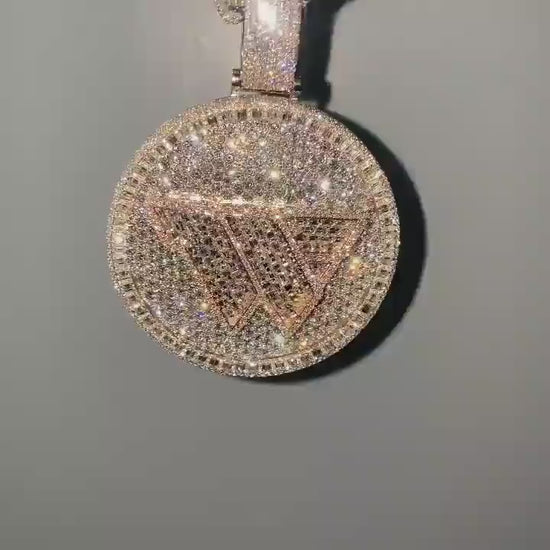 Custom Moissanite Pendant, Iced Out Hip Hop Jewelry, 925 Silver/10K Gold Pendant, Chunky Moissanite Necklace, Custom Bling Gift