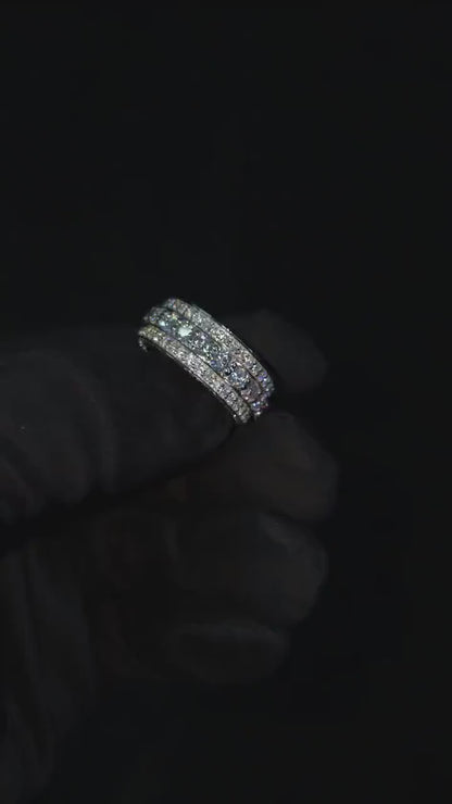 Iced Out Moissanite Eternity Ring – Sterling Silver Luxury Jewelry for Men, Iced Out Pinky Ring, Statement Rings For Him