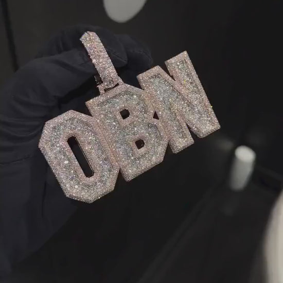 Custom Iced Out Letter Pendant | 925 Silver | VVS Moissanite | Fully Customizable Initial Pendant | Hip Hop Bling Jewelry