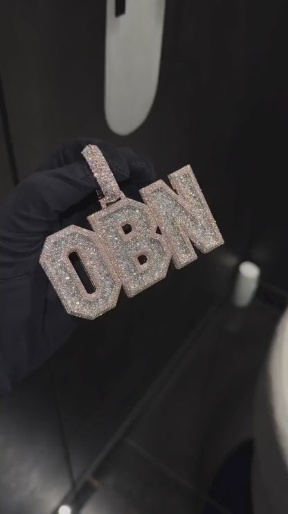 Custom Iced Out Letter Pendant | 925 Silver | VVS Moissanite | Fully Customizable Initial Pendant | Hip Hop Bling Jewelry