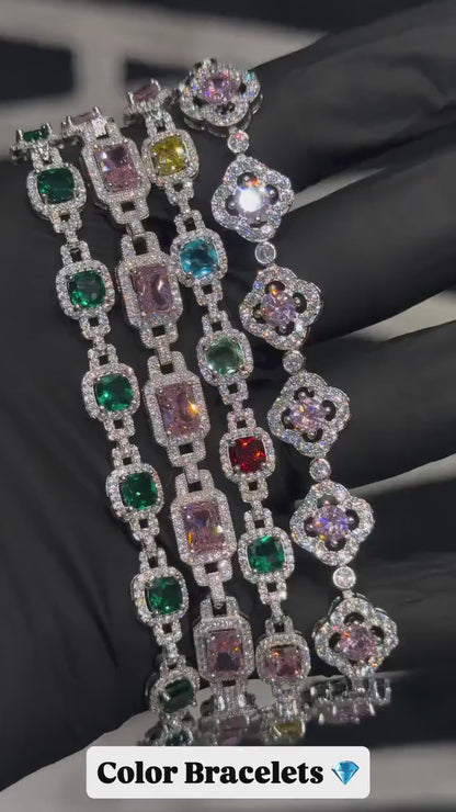 VVS Moissanite Gemstone Tennis Bracelet, Fancy Multicolor Bracelet, VVS1 Moissanite Diamonds, Passes Diamond Tester, 925 Sterling Silver