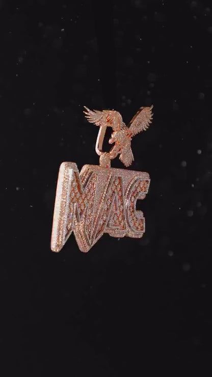 Custom Iced Out Pendant | Raised Princess & Baguette VVS Moissanite | 925 Sterling Silver | Round Diamond Border | Luxury Hip Hop Jewelry
