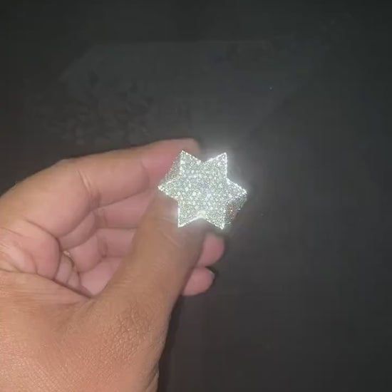 Full Iced Star Shape VVS Moissanite Ring, Hip Hop Bust down Bling Ring, 925 Silver Champion Ring For Men, Pass diamond test