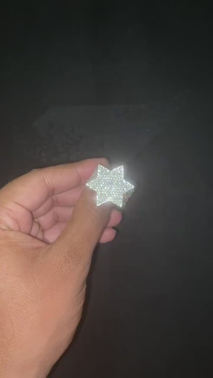 Full Iced Star Shape VVS Moissanite Ring, Hip Hop Bust down Bling Ring, 925 Silver Champion Ring For Men, Pass diamond test