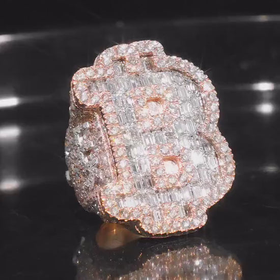 Iced Out Letter "B" Ring for Men in 925 Silver/10K Gold | Custom Hip Hop Initial Ring | Lab Diamond Hip Hop Ring