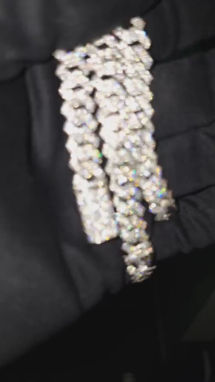 9mm Miami Cuban Link Prong Chain, Men/Women Chain, Iced Cuban Necklace with Money Bags, Available in 925 Sterling Silver/10k Solid Gold