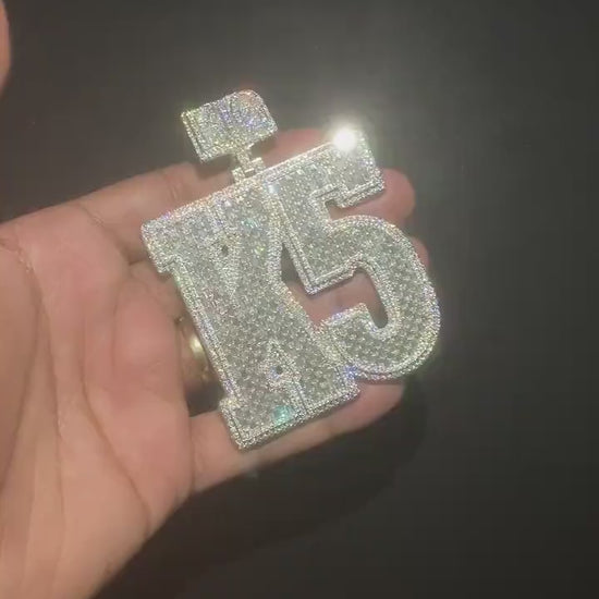 Emerald cut VVS1 Moissanite Layered Letter Pendant, Iced out Chunky Pendant, Custom Alphabet/Letter, 925 Sterling Silver, HipHop Pendant