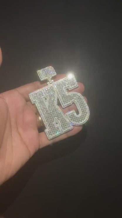 Emerald cut VVS1 Moissanite Layered Letter Pendant, Iced out Chunky Pendant, Custom Alphabet/Letter, 925 Sterling Silver, HipHop Pendant