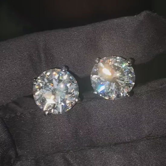 15mm Jumbo Moissanite Stud Earrings, D Color VVS1 Round Cut, 24 Carat Total Weight, 925 Sterling Silver or Solid 10K Gold
