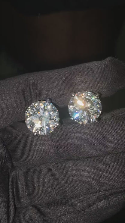 15mm Jumbo Moissanite Stud Earrings, D Color VVS1 Round Cut, 24 Carat Total Weight, 925 Sterling Silver or Solid 10K Gold