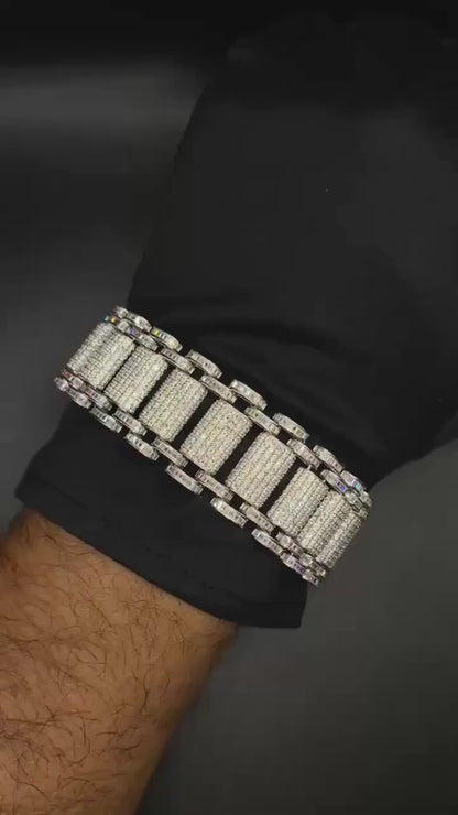 26mm VVS Moissanite Bracelet in Solid 10K Gold | Heavy Custom Link | 925 Silver Option | White, Yellow, Rose Tone | 7-9 Inch