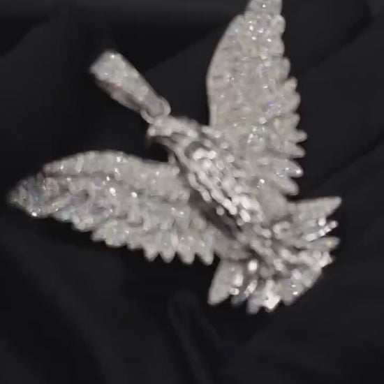 VVS Moissanite Diamond American Winged Eagle Handmade Pendant for Men Without Chain, 2.5" American Eagle Pendant, Animal Gift Men Jewelry