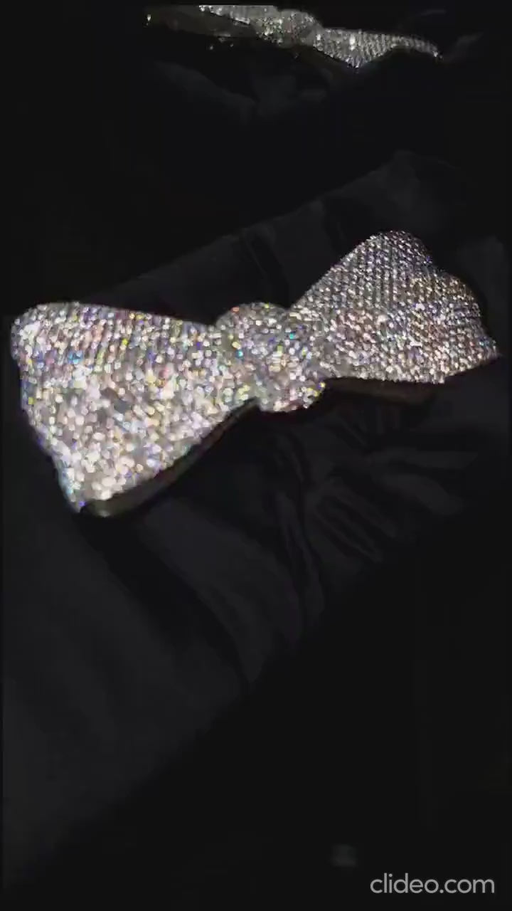 Iced Out Bowtie Brooch, VVS1 Moissanite Diamonds, Pass Diamond Test, Real Solid 925 Silver, Can be plated with Yellow / Rose Gold