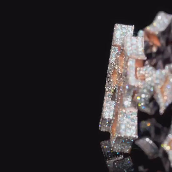 Iced Out Cross Link Bracelet, VVS1 Moissanite Pass Diamond Test, 925 Silver or 10K Gold Hip Hop Jewelry, Luxury Bling for Men & Women