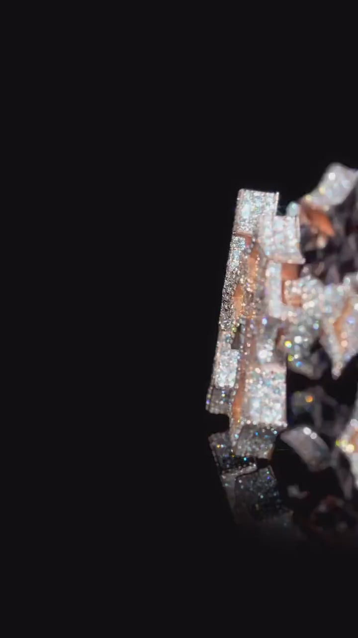 Iced Out Cross Link Bracelet, VVS1 Moissanite Pass Diamond Test, 925 Silver or 10K Gold Hip Hop Jewelry, Luxury Bling for Men & Women