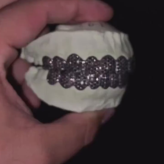 VVS Moissanite Grillz in 925 Sterling Silver, Black Moissanite Grillz, Diamond Tester Approved