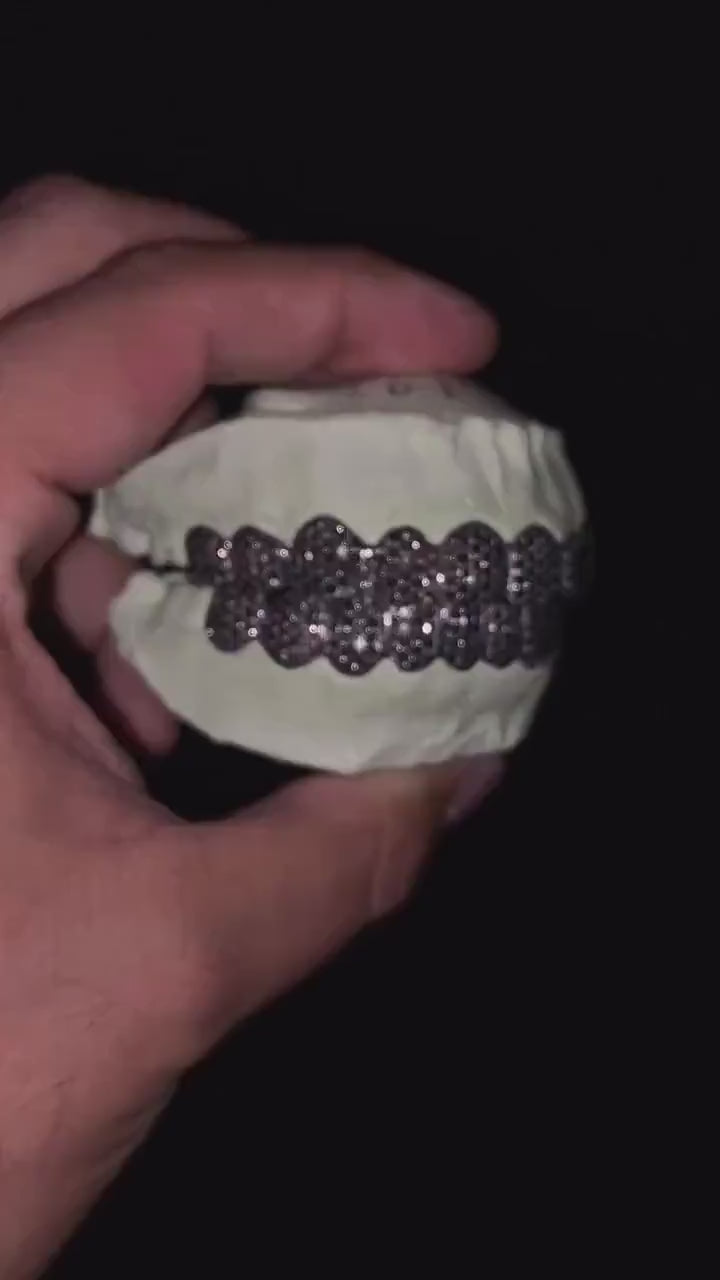 VVS Moissanite Grillz in 925 Sterling Silver, Black Moissanite Grillz, Diamond Tester Approved
