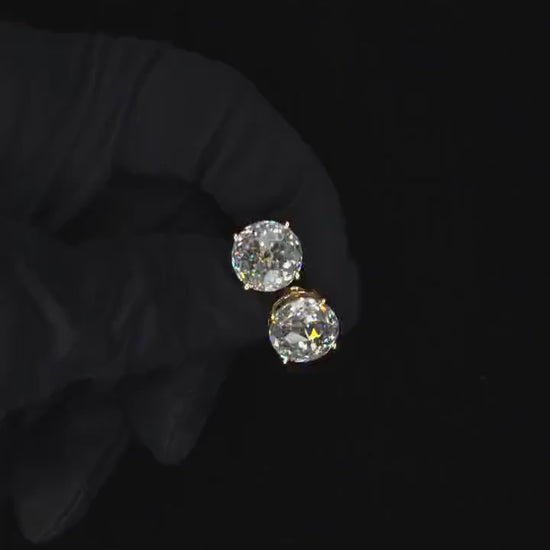 12mm Jumbo Moissanite Stud Earrings, D Color VVS1 Round Jubilee Cut, 12 Carat Total Weight, 925 Sterling Silver / Solid 10K Gold, Basket Set