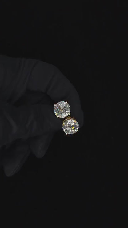 12mm Jumbo Moissanite Stud Earrings, D Color VVS1 Round Jubilee Cut, 12 Carat Total Weight, 925 Sterling Silver / Solid 10K Gold, Basket Set