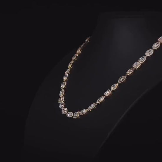Luxury Charm Necklace | 38ct VVS D-Color Moissanite | Pear, Oval, Marquise & Princess Cuts | 925 Sterling Silver