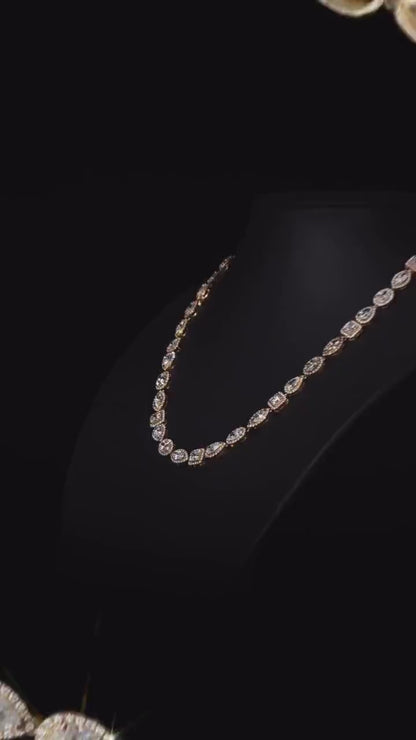 Luxury Charm Necklace | 38ct VVS D-Color Moissanite | Pear, Oval, Marquise & Princess Cuts | 925 Sterling Silver