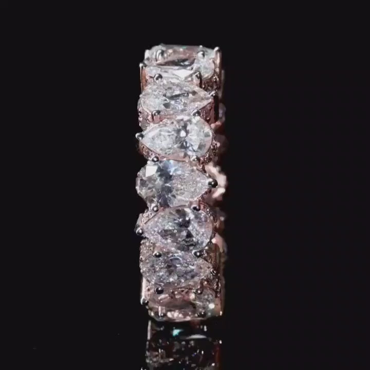 Eternity Band Ring | Pear Shape Moissanite | D Color VVS1  Moissanite Diamonds | Full Iced Out Band Ring | 925 Silver