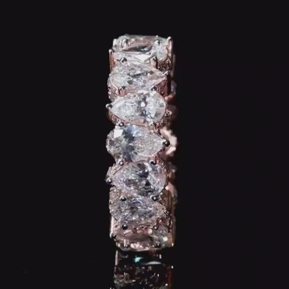 Eternity Band Ring | Pear Shape Moissanite | D Color VVS1  Moissanite Diamonds | Full Iced Out Band Ring | 925 Silver